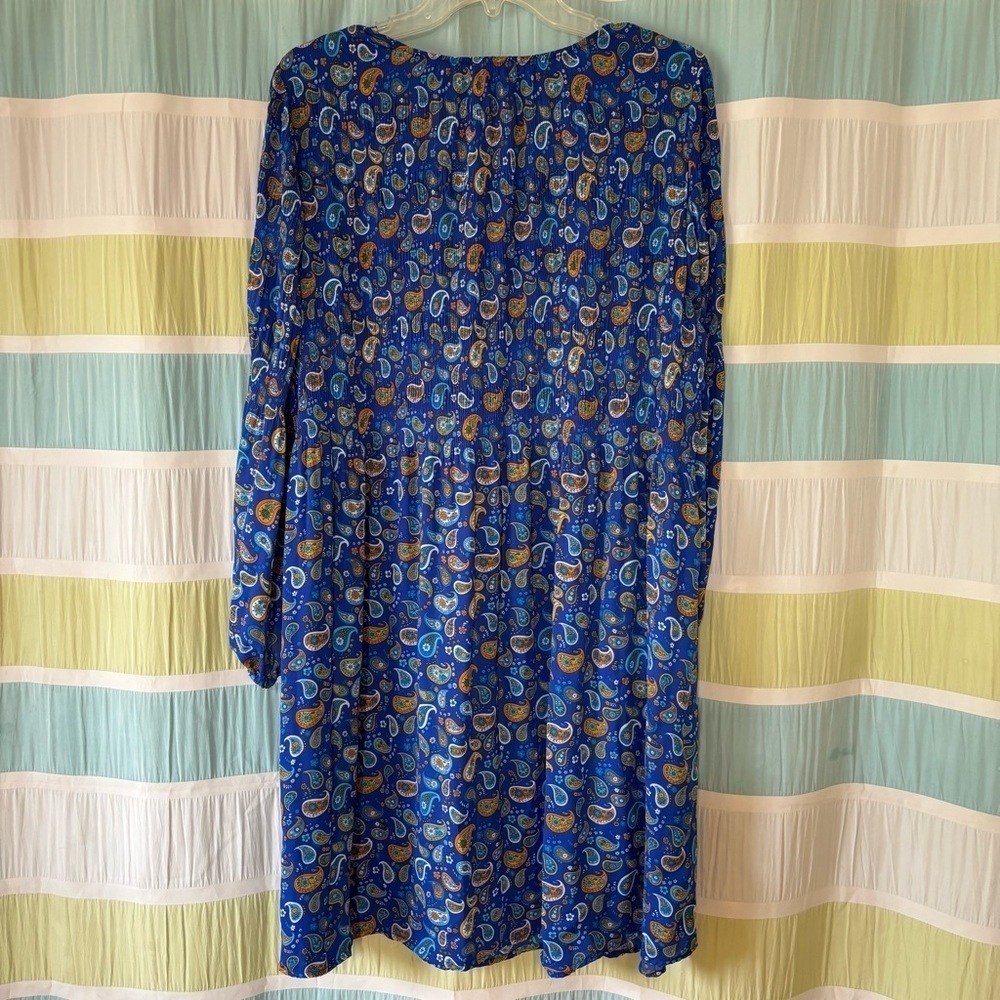 Chloe + Rene Paisley Dress Blue Light Knee Length Sz 2X - Picture 6 of 10